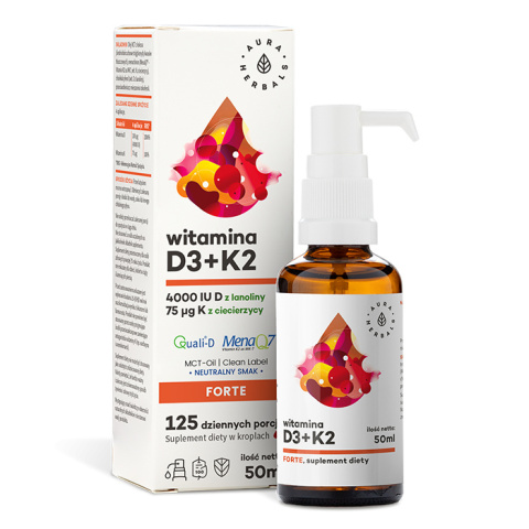 Witamina D3 4000 IU + K2, MCT, krople 50 ml