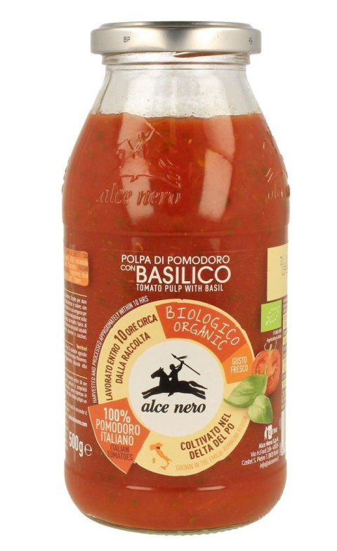 ALCE NERO Tomato Pulp with BASIL BIO 500g