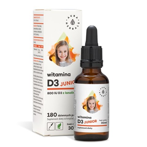 AURA HERBALS Witamina D3 Junior 800IU - krople 30ml