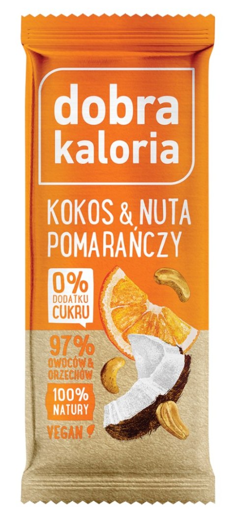 DOBRA KALORIA Baton Kokos & nuta pomarańczy 35g KUBARA DOBRA KALORIA Baton Kokos & nuta pomarańczy 35g KUBARA