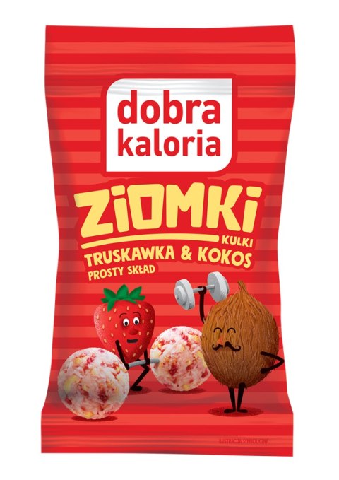 DOBRA KALORIA Kulki Ziomki truskawka & kokos 24g KUBARA DOBRA KALORIA Kulki Ziomki truskawka & kokos 24g KUBARA