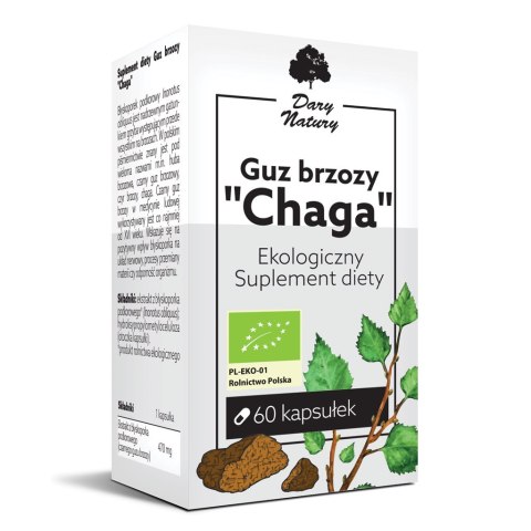 Guz Brzozy "Chaga" 60kaps. Ekologiczny Suplement diety DARY NATURY Guz Brzozy "Chaga" 60kaps. Ekologiczny Suplement diety DARY NATURY
