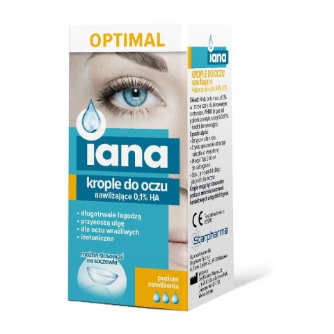 IANA Krople do oczu OPTIMAL nawilżające 0,1% HA 10ml STARPHARMA IANA Krople do oczu OPTIMAL nawilżające 0,1% HA 10ml STARPHARMA