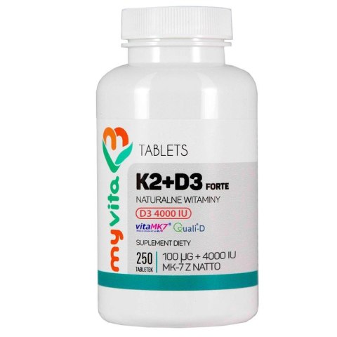 MyVita Witamina K2 100mcg + D3 4000 IU, 250tabl. MyVita Witamina K2 100mcg + D3 4000 IU, 250tabl.