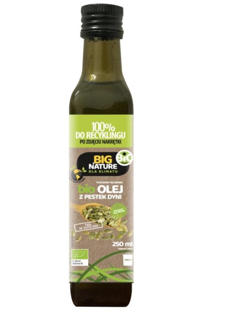 BIG NATURE Olej z pestek dyni tłoczony na zimno BIO 250ml BIG NATURE Olej z pestek dyni tłoczony na zimno BIO 250ml