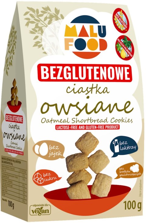MALU FOOD Ciastka Owsiane bezglutenowe bez cukru 100g