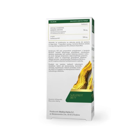 MEDICA HERBS Berberyna HCL 500mg, 40 kaps. MEDICA HERBS Berberyna HCL 500mg, 40 kaps.