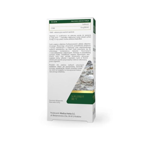 MEDICA HERBS Cynk Chelat 15mg, 60 kaps. MEDICA HERBS Cynk Chelat 15mg, 60 kaps.