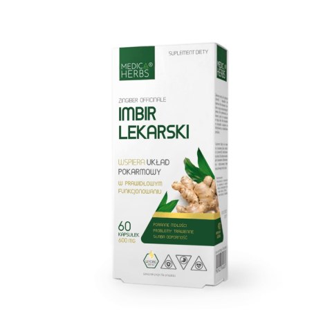 MEDICA HERBS Imbir Lekarski 600mg, 60 kaps. MEDICA HERBS Imbir Lekarski 600mg, 60 kaps.
