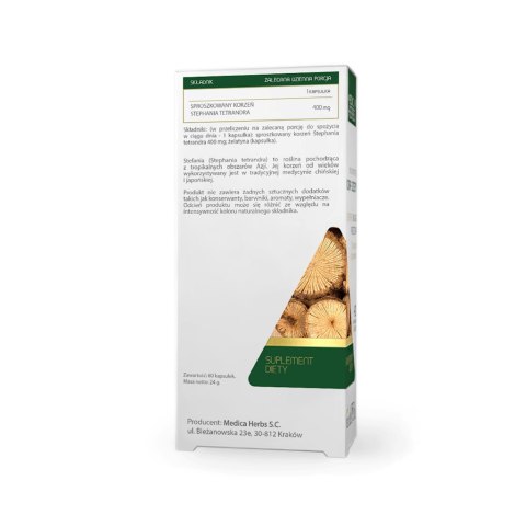 MEDICA HERBS Korzeń Stefanii (Stephania Root) 400mg, 60 kaps. MEDICA HERBS Korzeń Stefanii (Stephania Root) 400mg, 60 kaps.