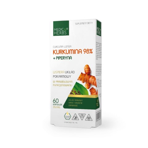 MEDICA HERBS Kurkumina 98% + Piperyna 60 kaps. MEDICA HERBS Kurkumina 98% + Piperyna 60 kaps.