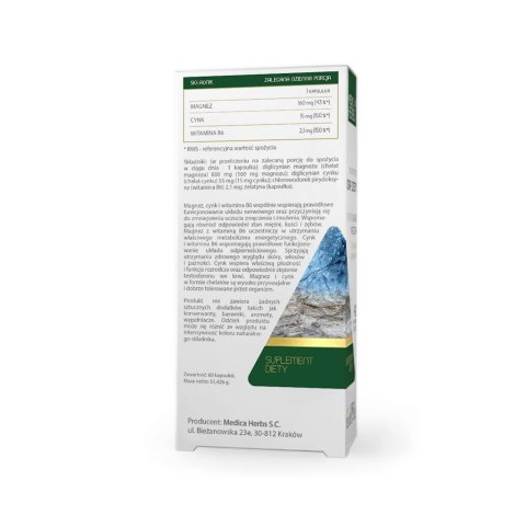 MEDICA HERBS Magnez, Cynk, Wit. B6 60 kaps. MEDICA HERBS Magnez, Cynk, Wit. B6 60 kaps.