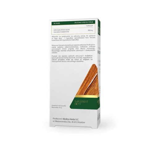 MEDICA HERBS Vilcacora (Cat's Claw) 500mg, 60 kaps. MEDICA HERBS Vilcacora (Cat's Claw) 500mg, 60 kaps.