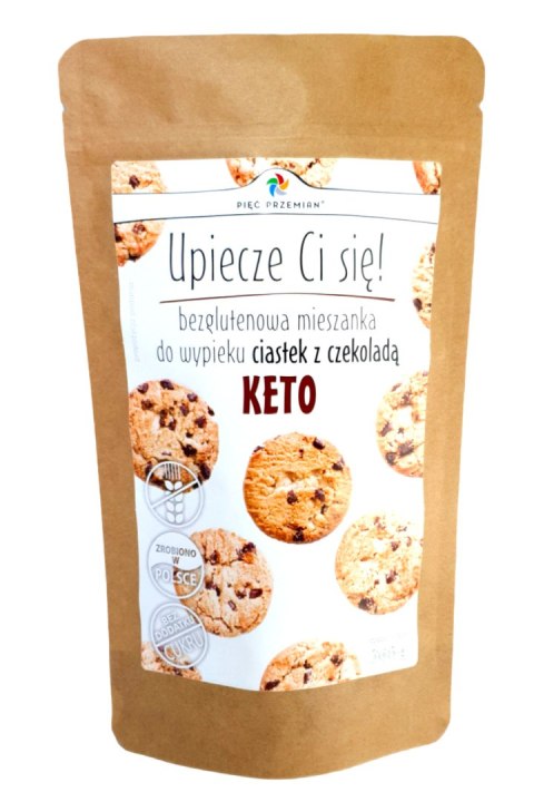 PIĘĆ PRZEMIAN Mieszanka na ciastka z czekoladą KETO bezglutenowa 365g PIĘĆ PRZEMIAN Mieszanka na ciastka z czekoladą KETO bezglutenowa 365g