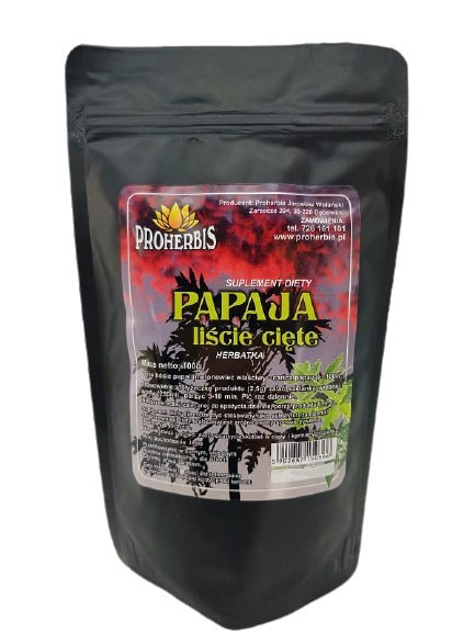 PROHERBIS Papaja liście cięte 100g PROHERBIS Papaja liście cięte 100g