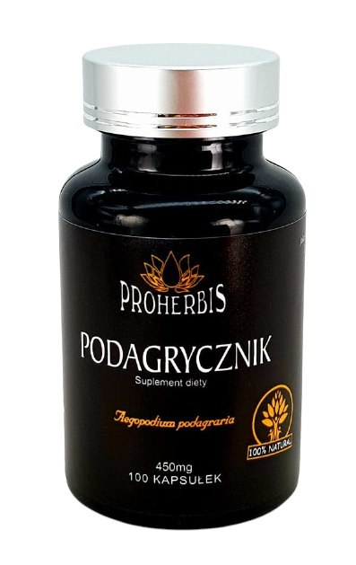 PROHERBIS Podagrycznik pospolity 450mg, 100 kapsułek PROHERBIS Podagrycznik pospolity 450mg, 100 kapsułek