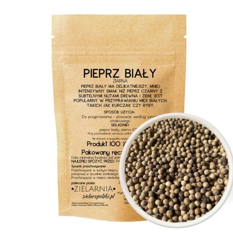 Pieprz biały ziarno całe 50g ZIELARZPOLSKI.PL Pieprz biały ziarno całe 50g ZIELARZPOLSKI.PL