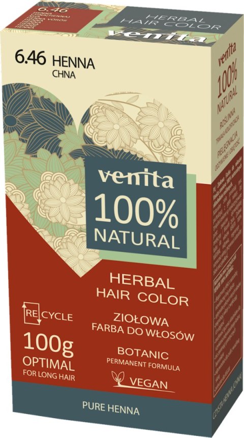 VENITA 100% ziołowa farba do włosów 6.46 chna 100g VENITA 100% ziołowa farba do włosów 6.46 chna 100g