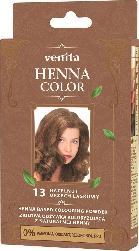VENITA henna proszek nr 13 orzech laskowy 25g - ziołowa odżywka koloryzująca VENITA henna proszek nr 13 orzech laskowy 25g - ziołowa odżywka koloryzująca