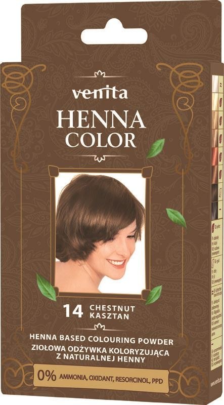 VENITA henna proszek nr 14 kasztan 25g - ziołowa odżywka koloryzująca VENITA henna proszek nr 14 kasztan 25g - ziołowa odżywka koloryzująca