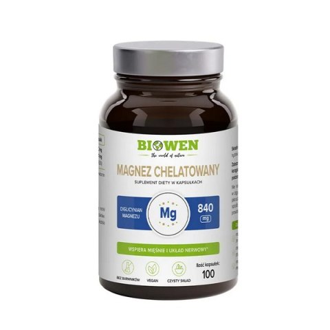 BIOWEN Magnez Chelatowany - Diglicynian - 100 kaps. BIOWEN Magnez Chelatowany - Diglicynian - 100 kaps.