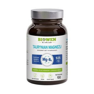 BIOWEN Taurynian magnezu z witaminą B6 (P-5-P) 100 kapsułek