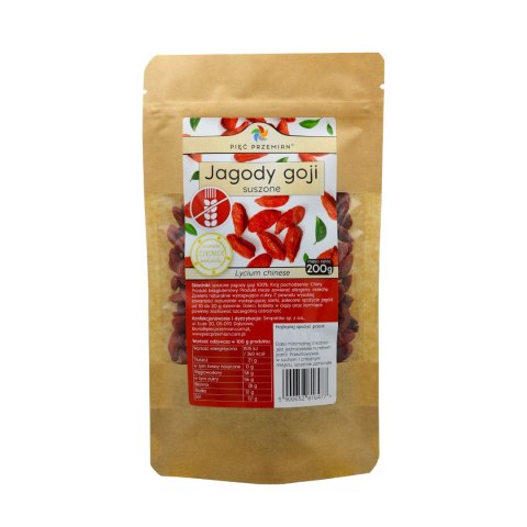 PIĘĆ PRZEMIAN Jagody goji suszone 200g PIĘĆ PRZEMIAN Jagody goji suszone 200g