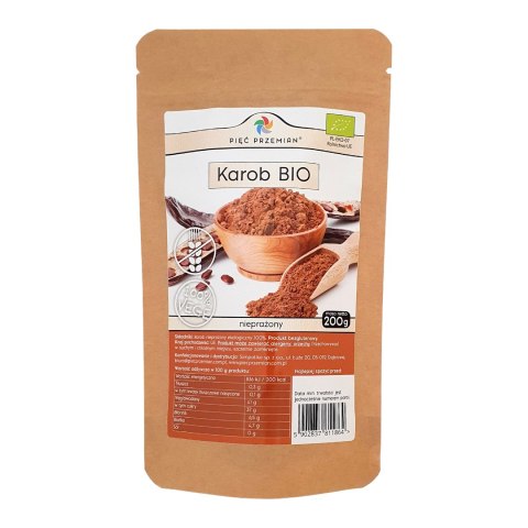 PIĘĆ PRZEMIAN Karob nieprażony BIO 200g PIĘĆ PRZEMIAN Karob nieprażony BIO 200g
