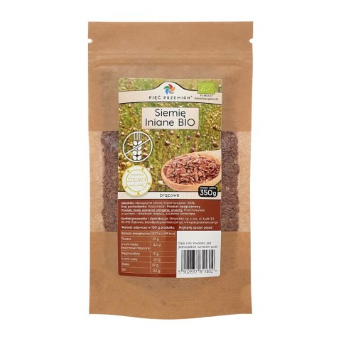 PIĘĆ PRZEMIAN Siemię lniane brązowe BIO 350g PIĘĆ PRZEMIAN Siemię lniane brązowe BIO 350g