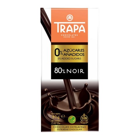 TRAPA Czekolada ciemna 80% bez dodatku cukru bezglutenowa 80g